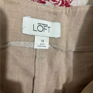 LOFT Tan Wide Leg Linen Culottes